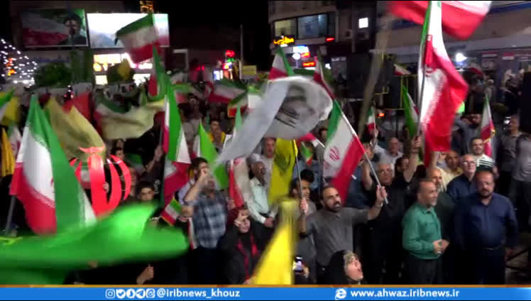 فریاد وحدت و اقتدار خوزستانی ها در تجمع شبانه